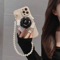 iPhone Camellia Pearl Chain Case