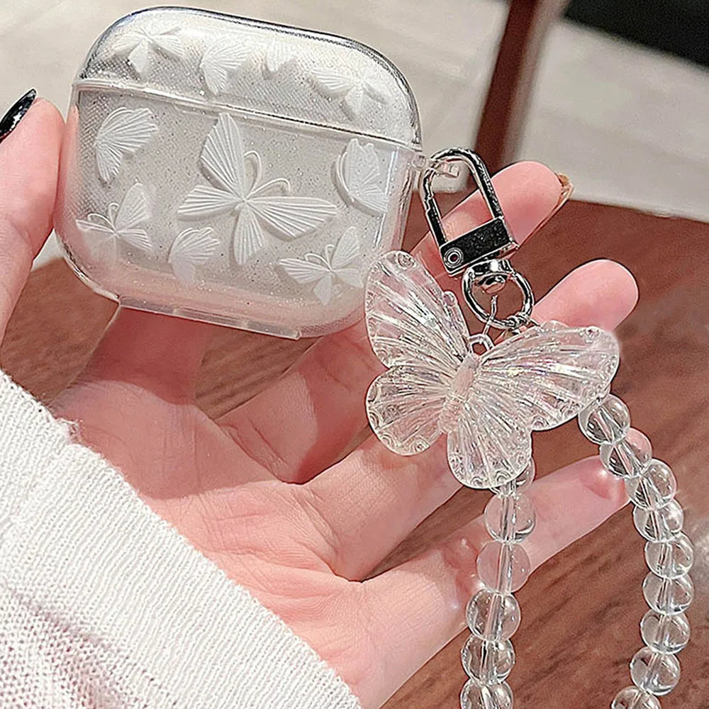 AirPods Sparkling Pink Butterfly Case