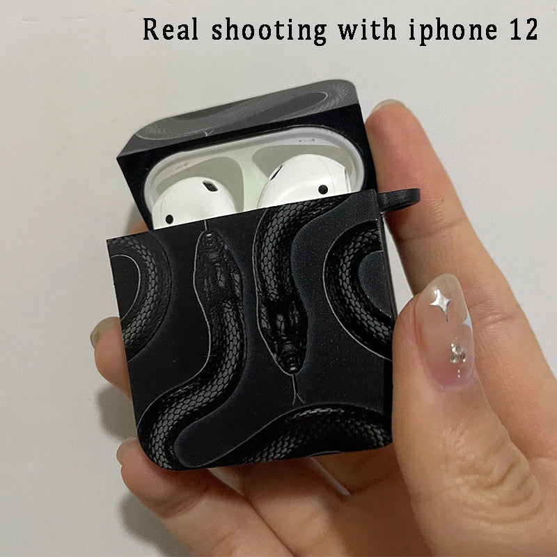 AirPods Black Gold Snake Case