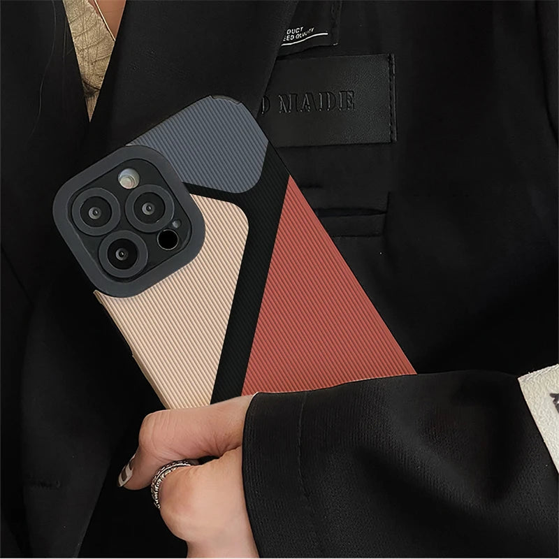 iPhone Patchwork Color Block Soft Case