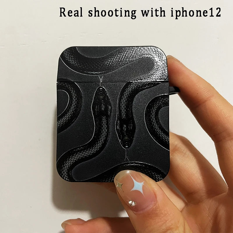 AirPods Black Gold Snake Case