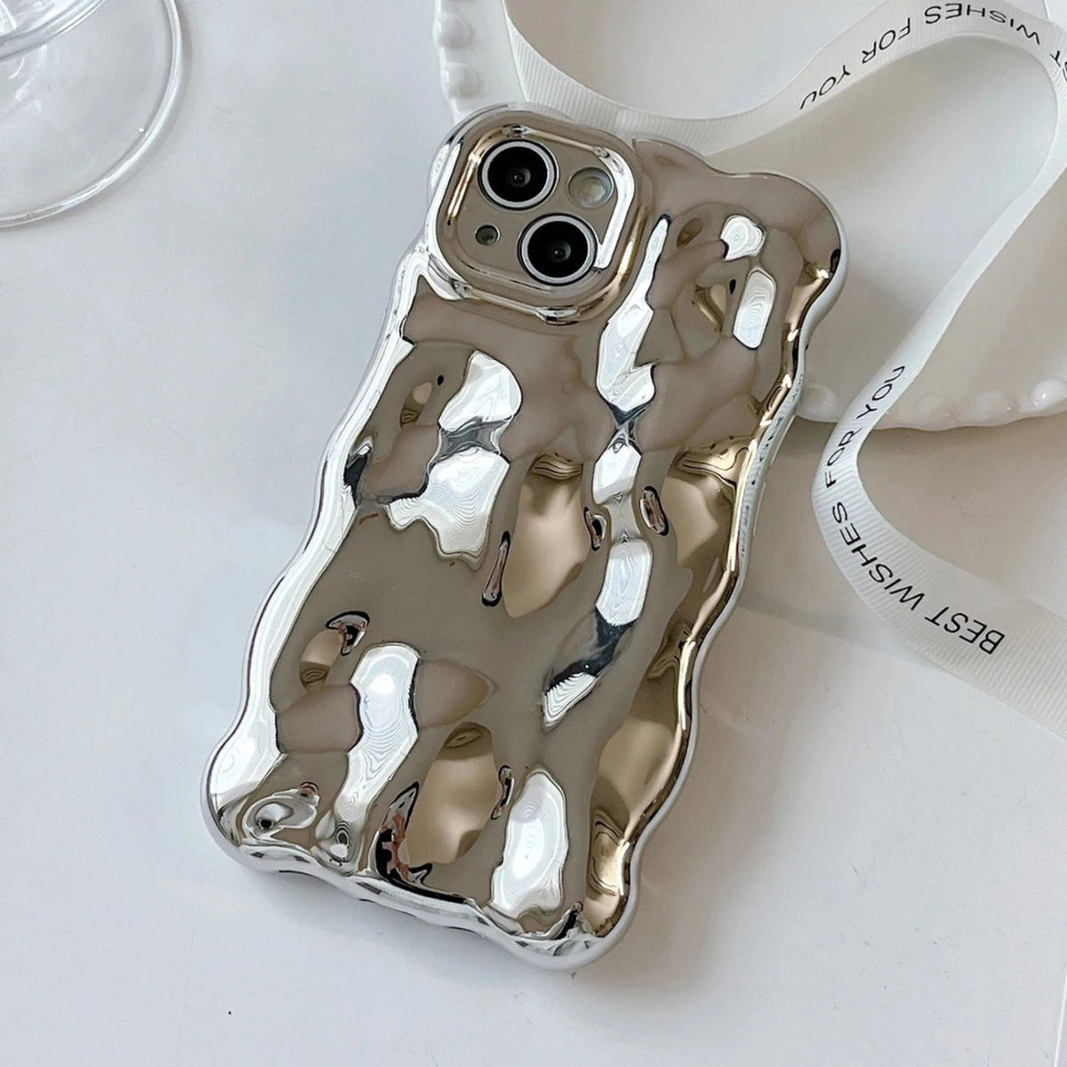 iPhone Wavy Meteorite Silver Case