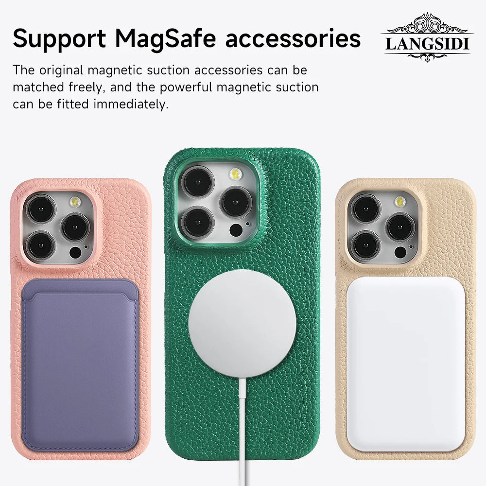 iPhone Lychee Leather Case with MagSafe