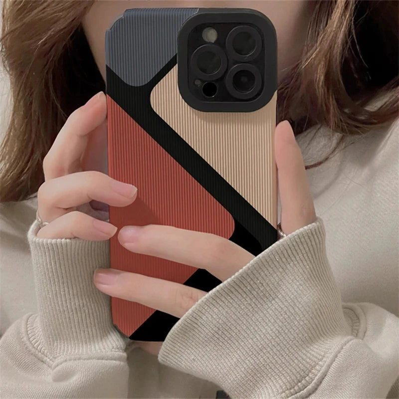 iPhone Patchwork Color Block Soft Case