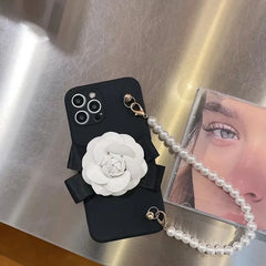 iPhone Camellia Pearl Chain Case